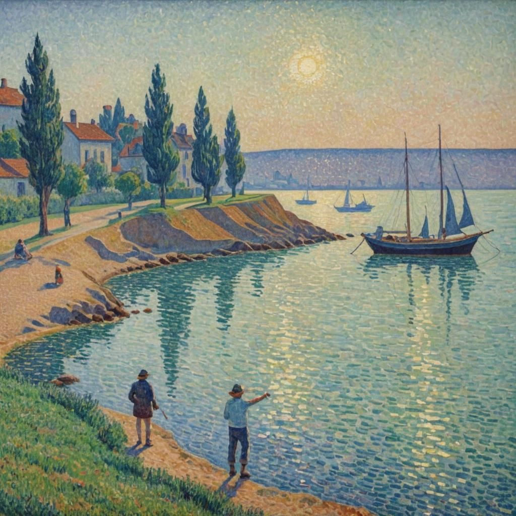 Abstract Pointillist Composition in Vibrant Colors