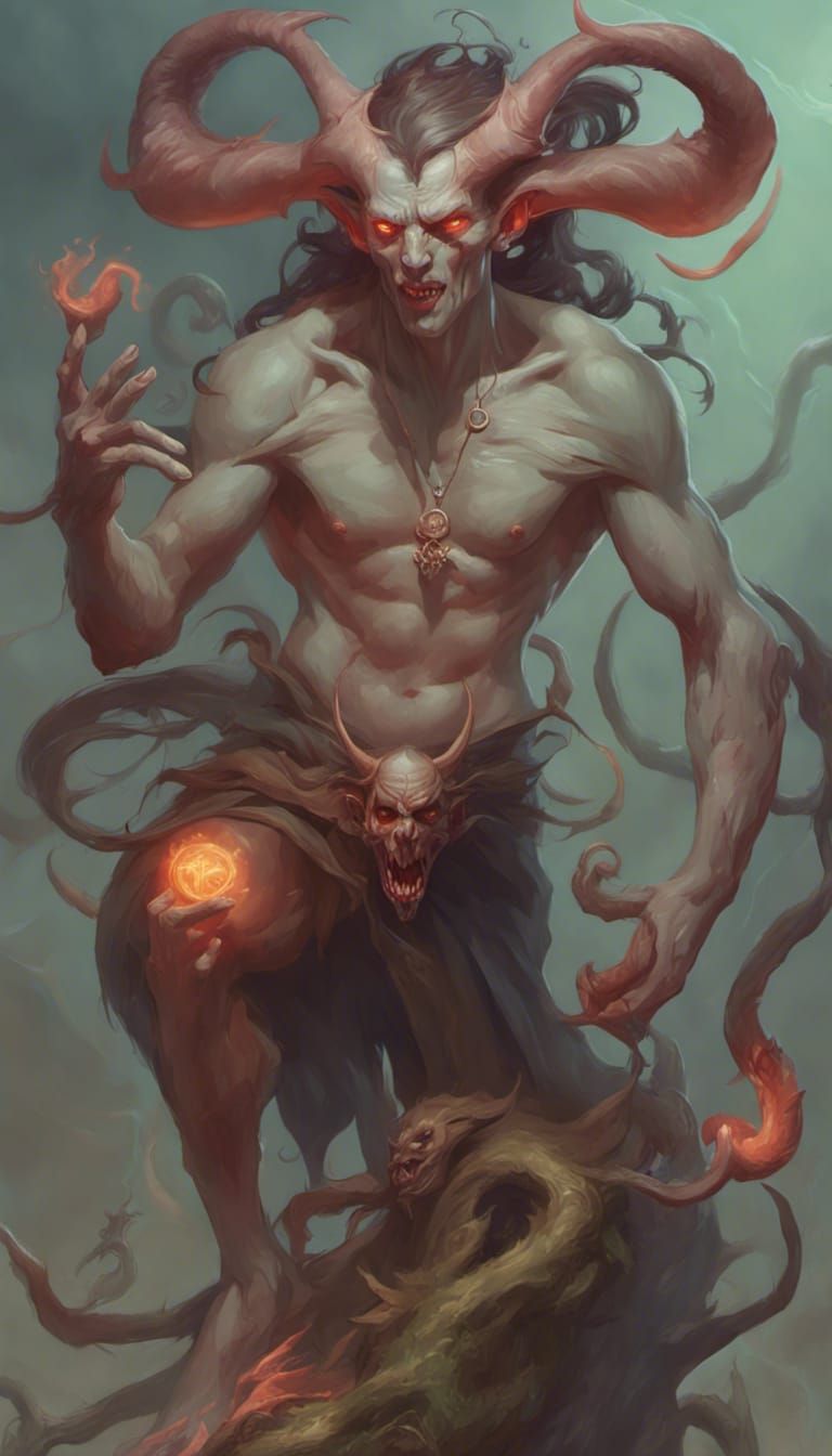 Handsome Iridescent Incubus Demon Man: Hyperrealistic Digita...