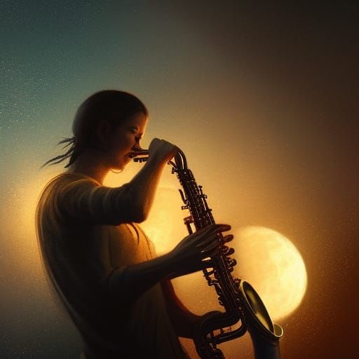 Moonlight Serenade: Man in Moon Plays Saxophone