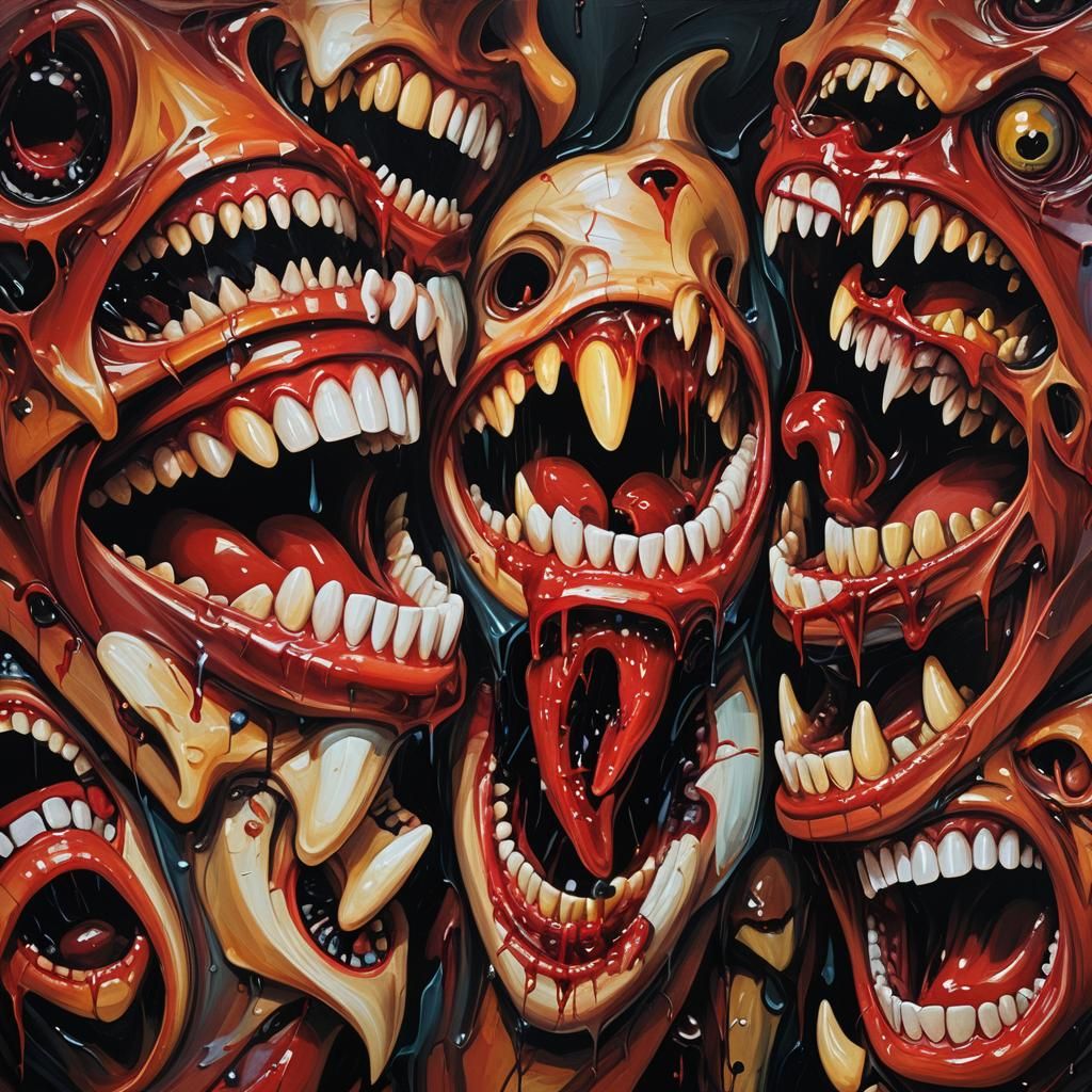 Dark Surrealism: Teeth with Faces in Macro Photography