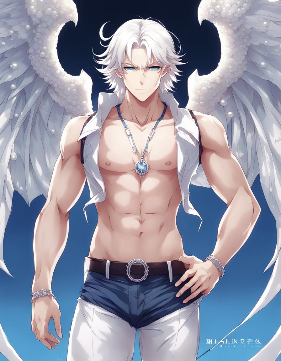 Attractive Male with Devil Wings in Anime Style