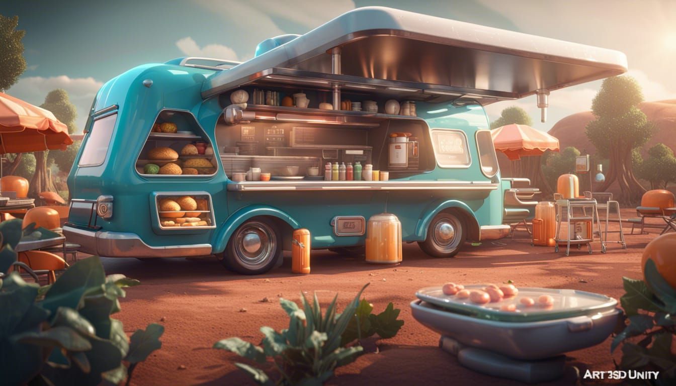 Retro Food Truck on Alien Planet in Unreal Engine