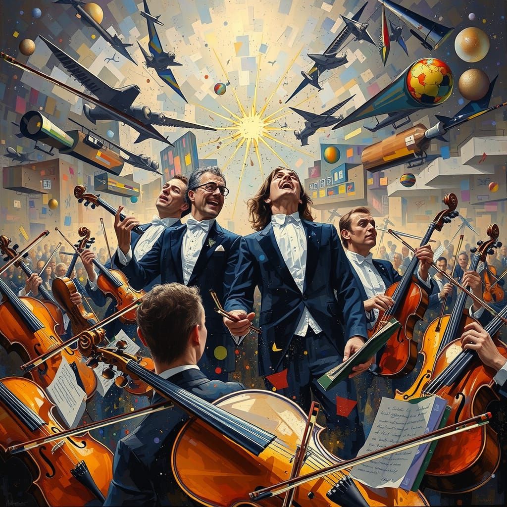 Cubist Urban Explosion with Opera Stars