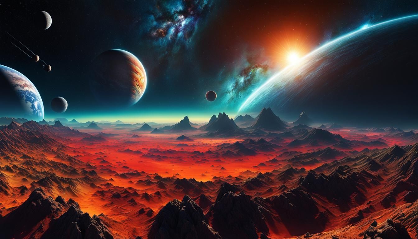 Epic Space Scene with Nebula and Supernovae