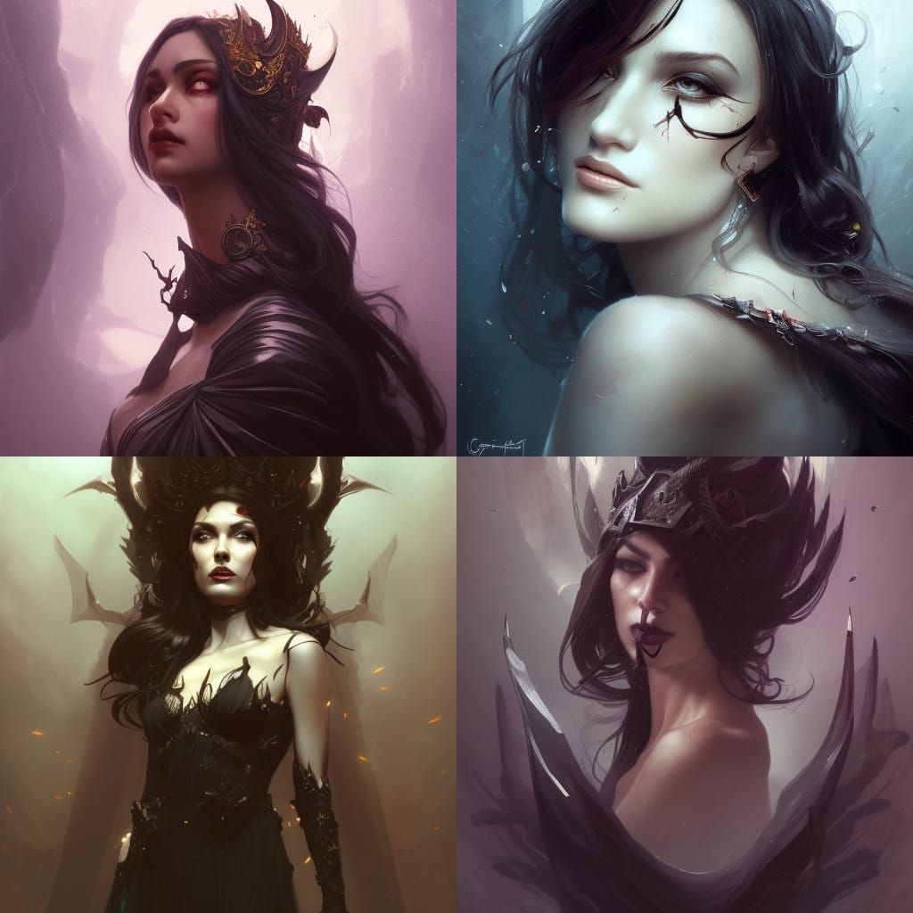 Dark Evil Queen Portrait in Hyperdetailed Style