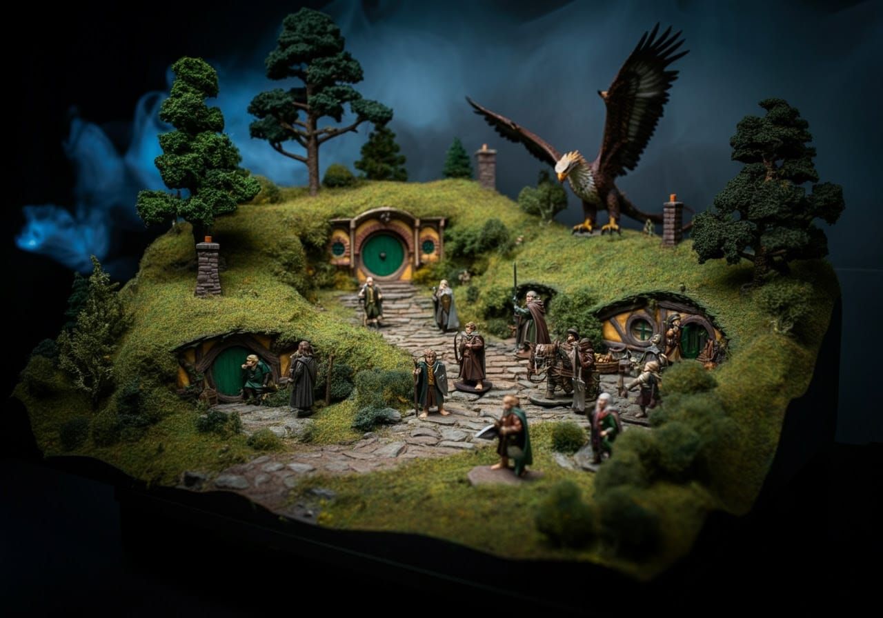 Epic Middle-earth Diorama in 3D Animation Style