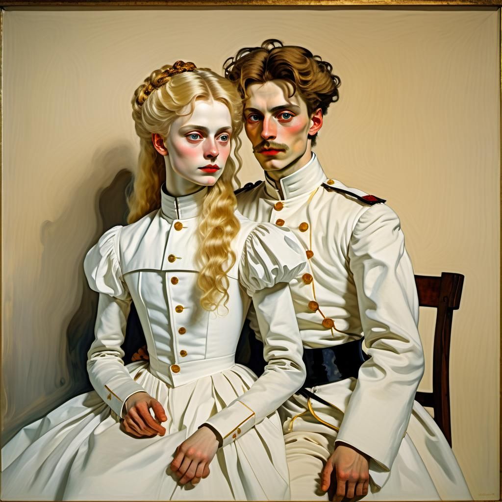 Egon Schiele Style: Prince and Aglaya Portrait