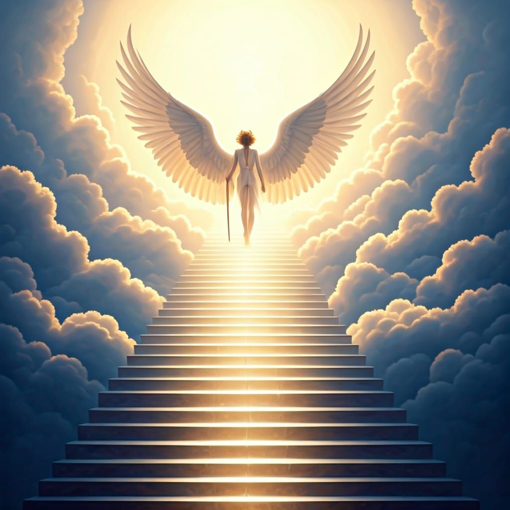 Devils and Angels Climb to Heaven in Dreamlike Painting