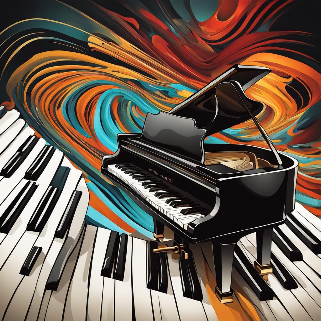 Abstract Flowing Piano Keys in Complementary Colors