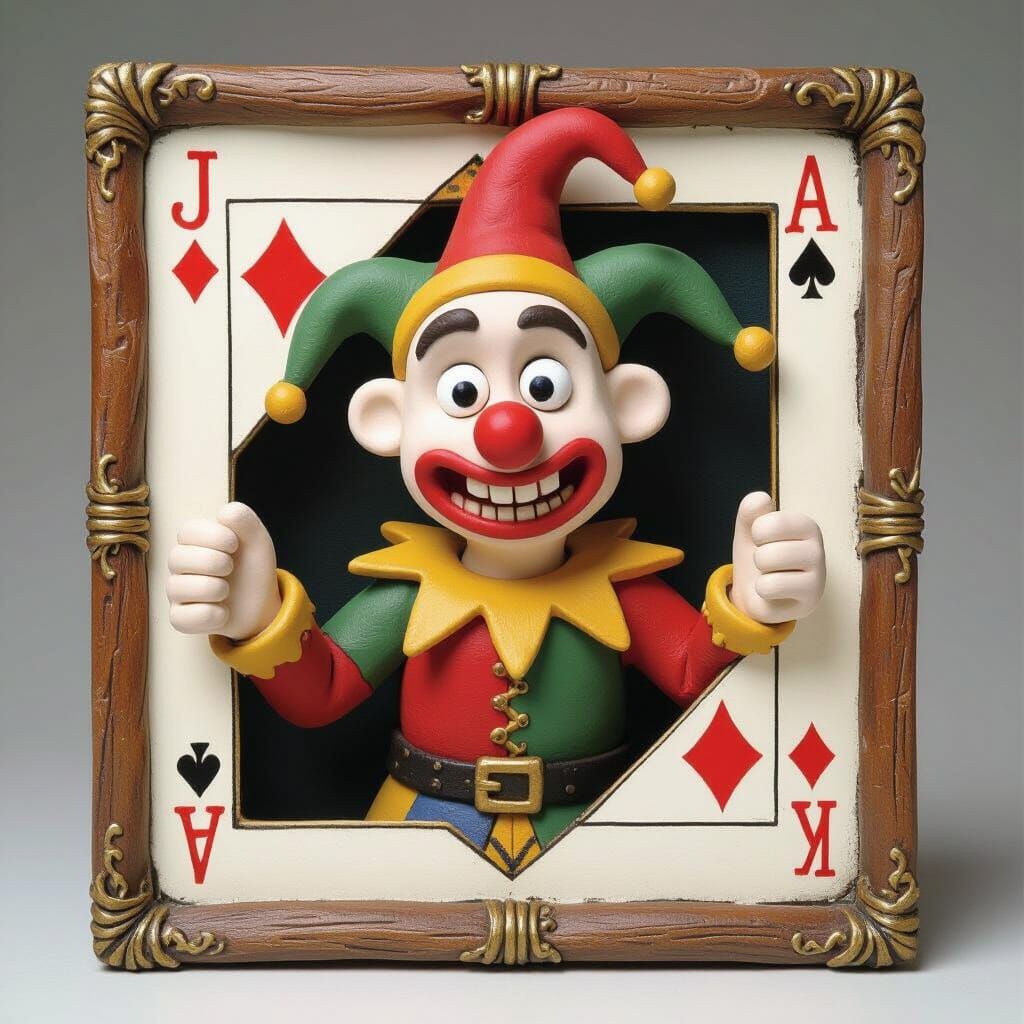 Medieval Jester Claymation Sculpture in Storybook Style