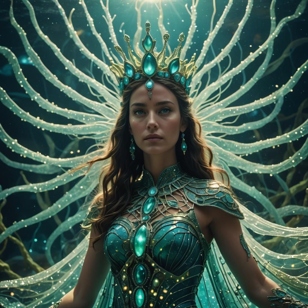 Bioluminescent Plankton Goddess: Cinematic Film Still