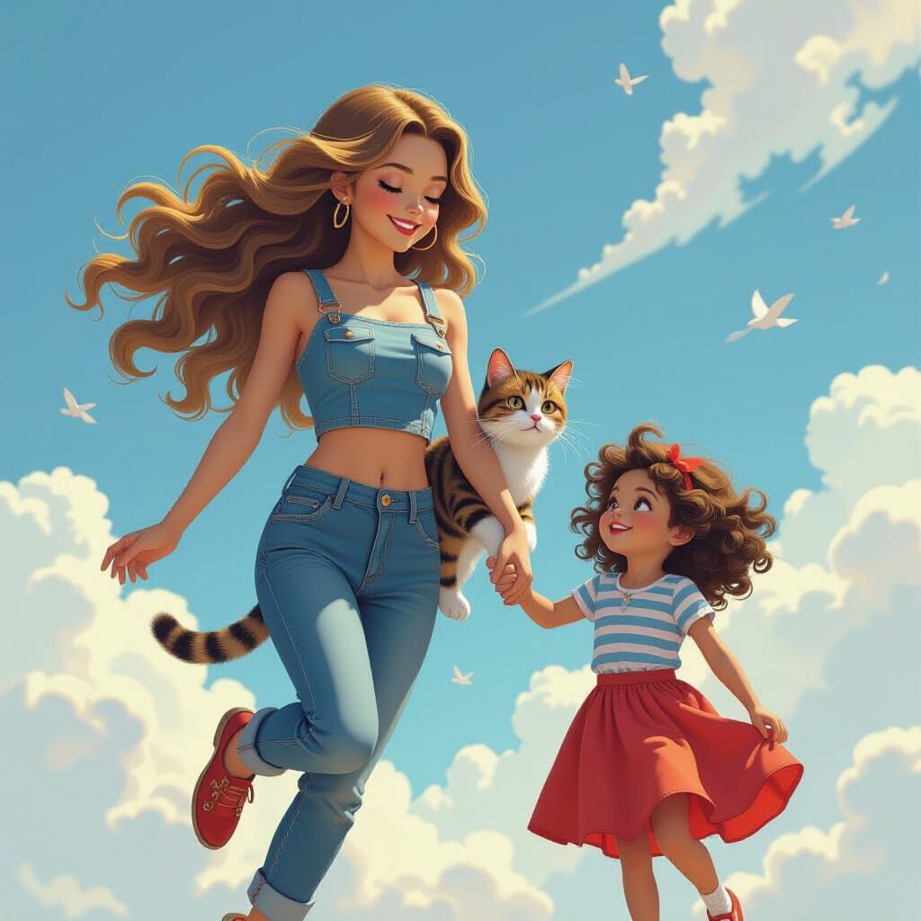 Girl Flies with Family in Candy-Inspired Art Style