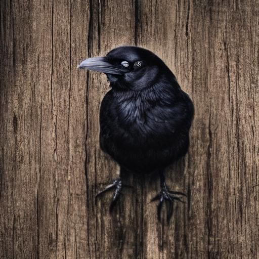 Mystical Raven on Ancient Door in Dark Surrealism