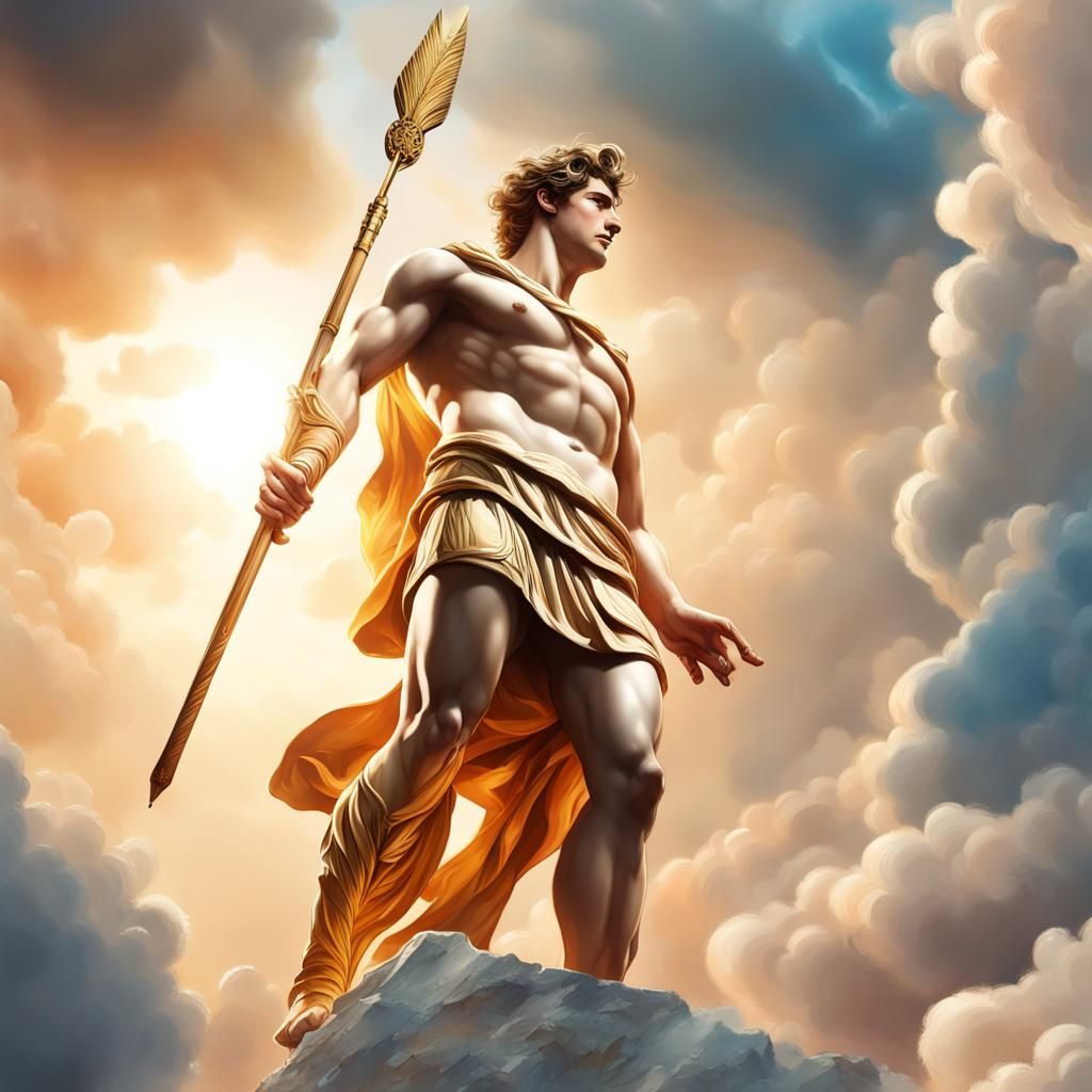 Apollo on Olympus: Hyperrealistic Splash Art