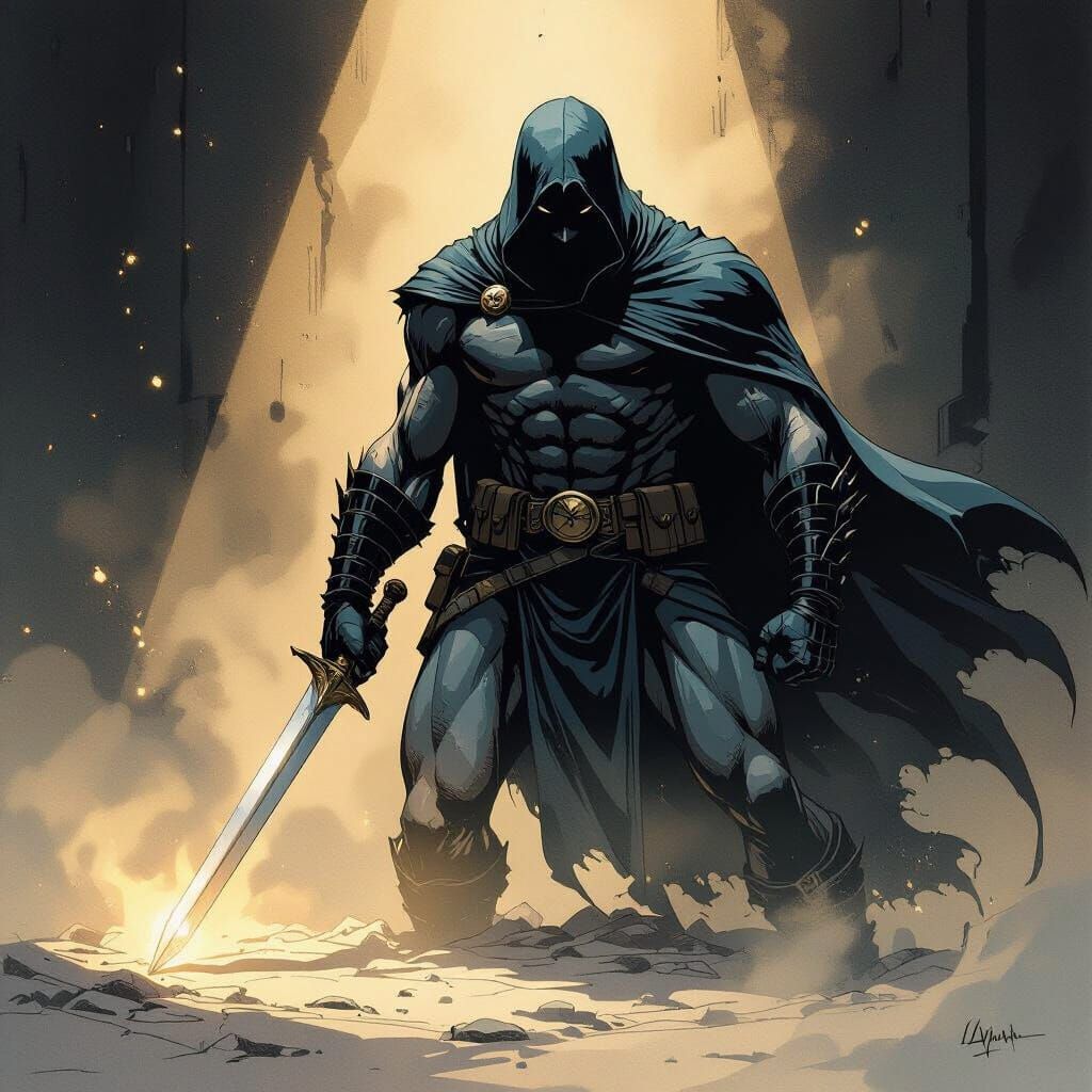 Cassius Draws Dagger in Shadows, Comic Art Style