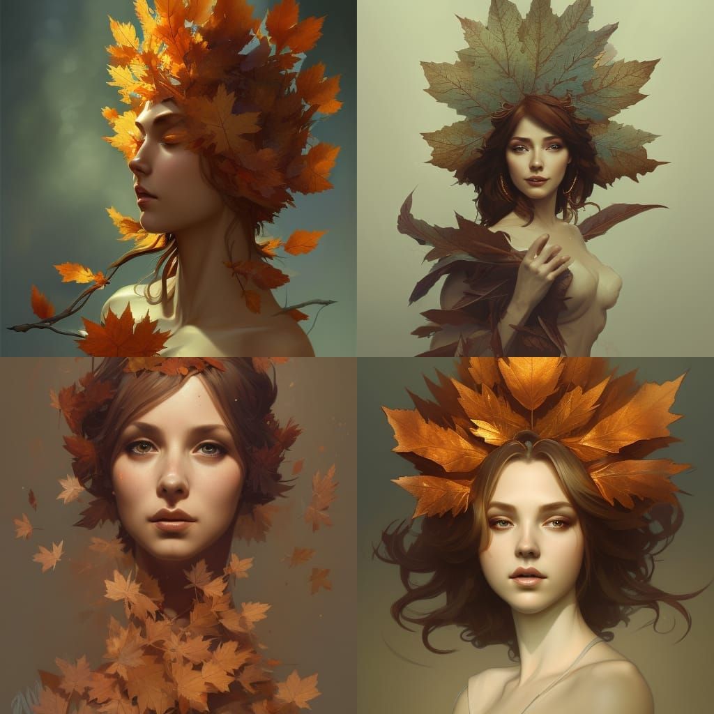 Full body Anthropomorphic Maple leaf goddess