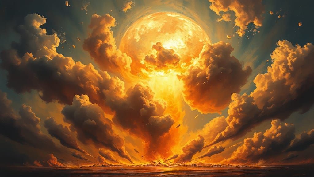 Ethereal Nuclear Explosion in Expressionist Style