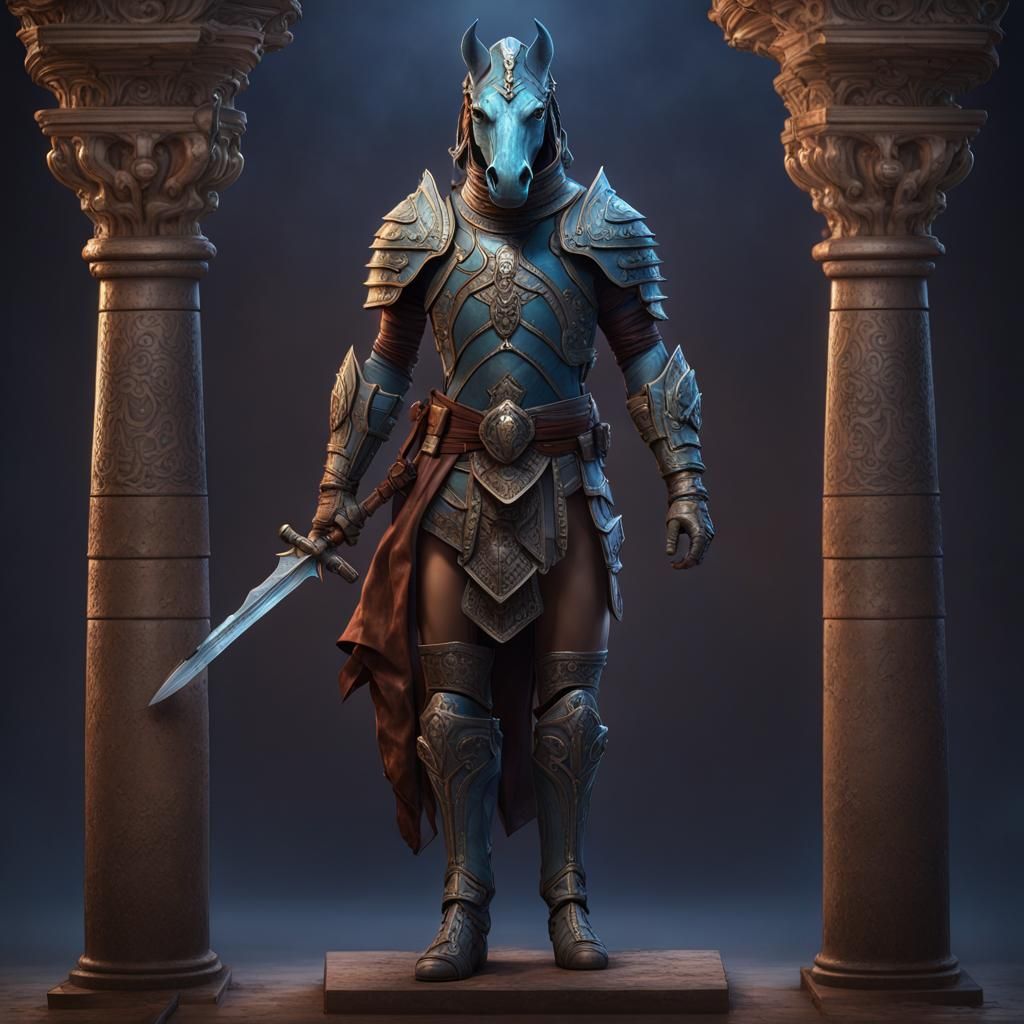 Horse-Headed Warrior Investigates Pillar: Dark Fantasy Conce...