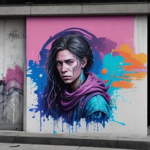 Graffiti Eyes in Sunset Light: Polychromatic Street Art