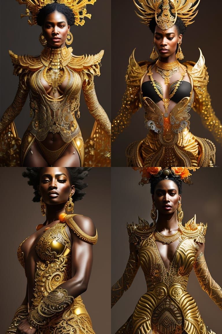 Elaborate Gold Goddess Portrait in 4K
