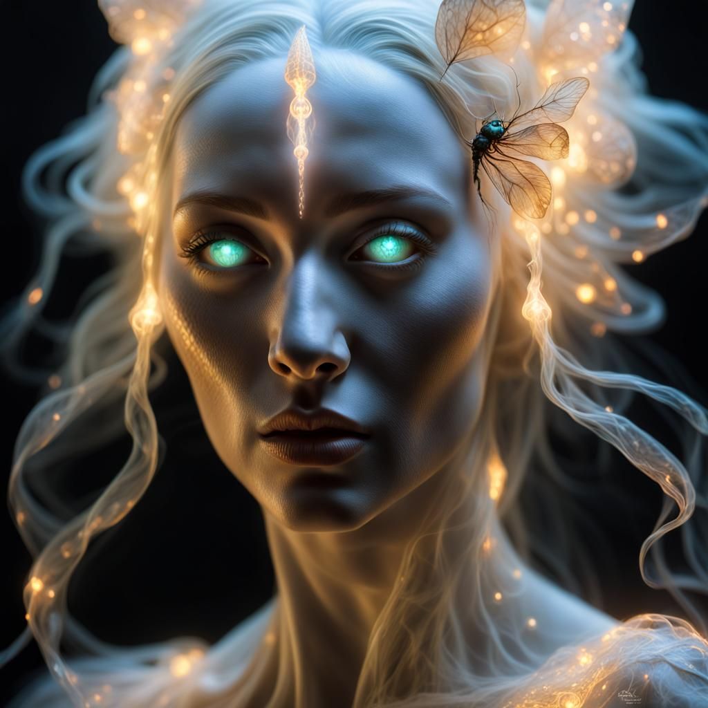 Albino Sorceress in Neo Tarot Fiber Optic Style