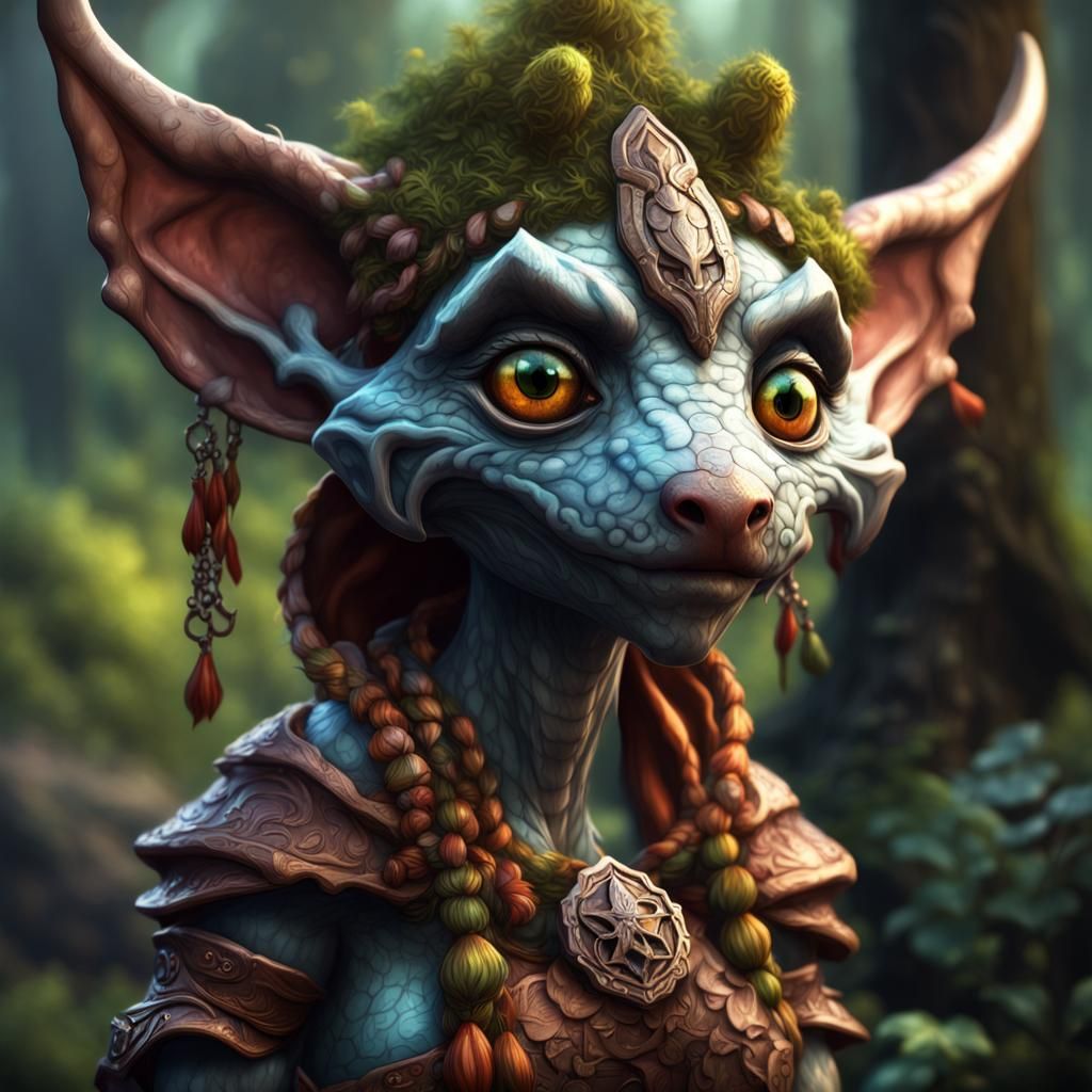 Enchanting Kobold Druid in Detailed Forest Landscape
