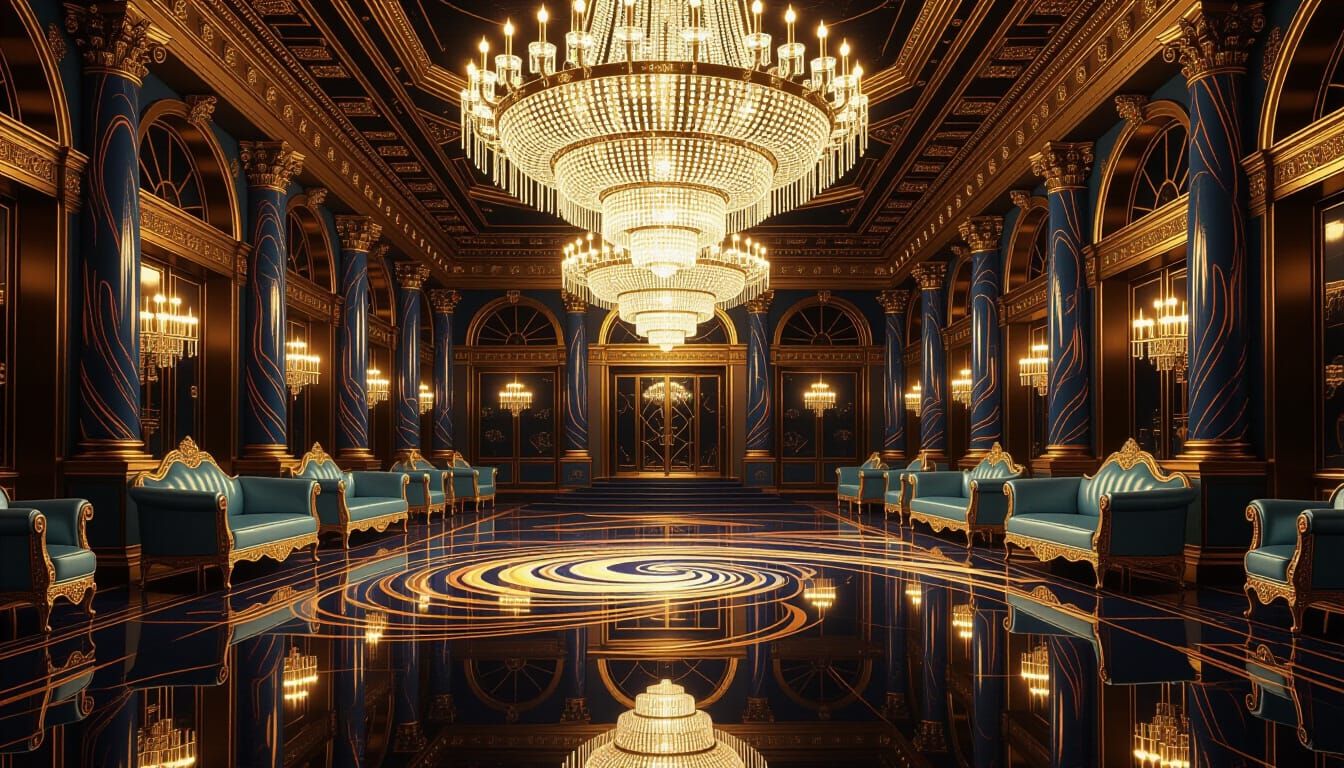 Opulent Liquid Gold Ballroom with Mercury Furniture