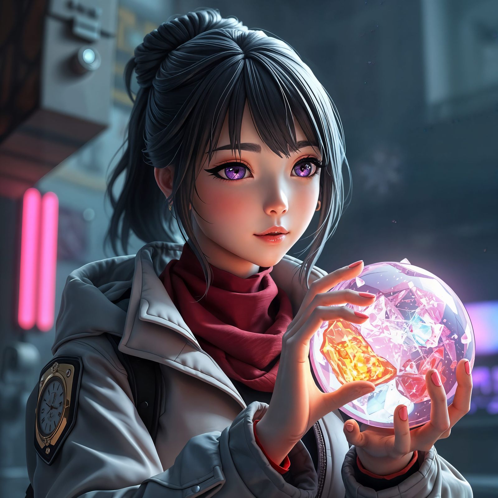 Elegant Inventor Discovers Exquisite Gemstone in Cyberpunk S...