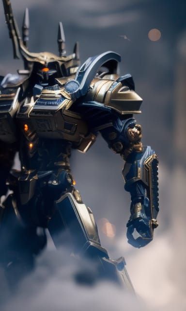 Intricate Mech Warrior in Vivid Colors