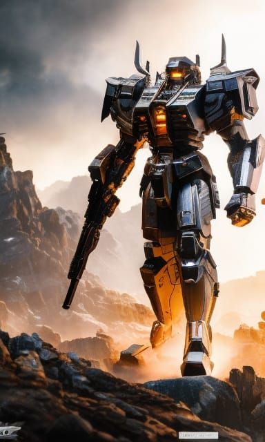 Detailed Warframe Mech Portrait in Vibrant Colors