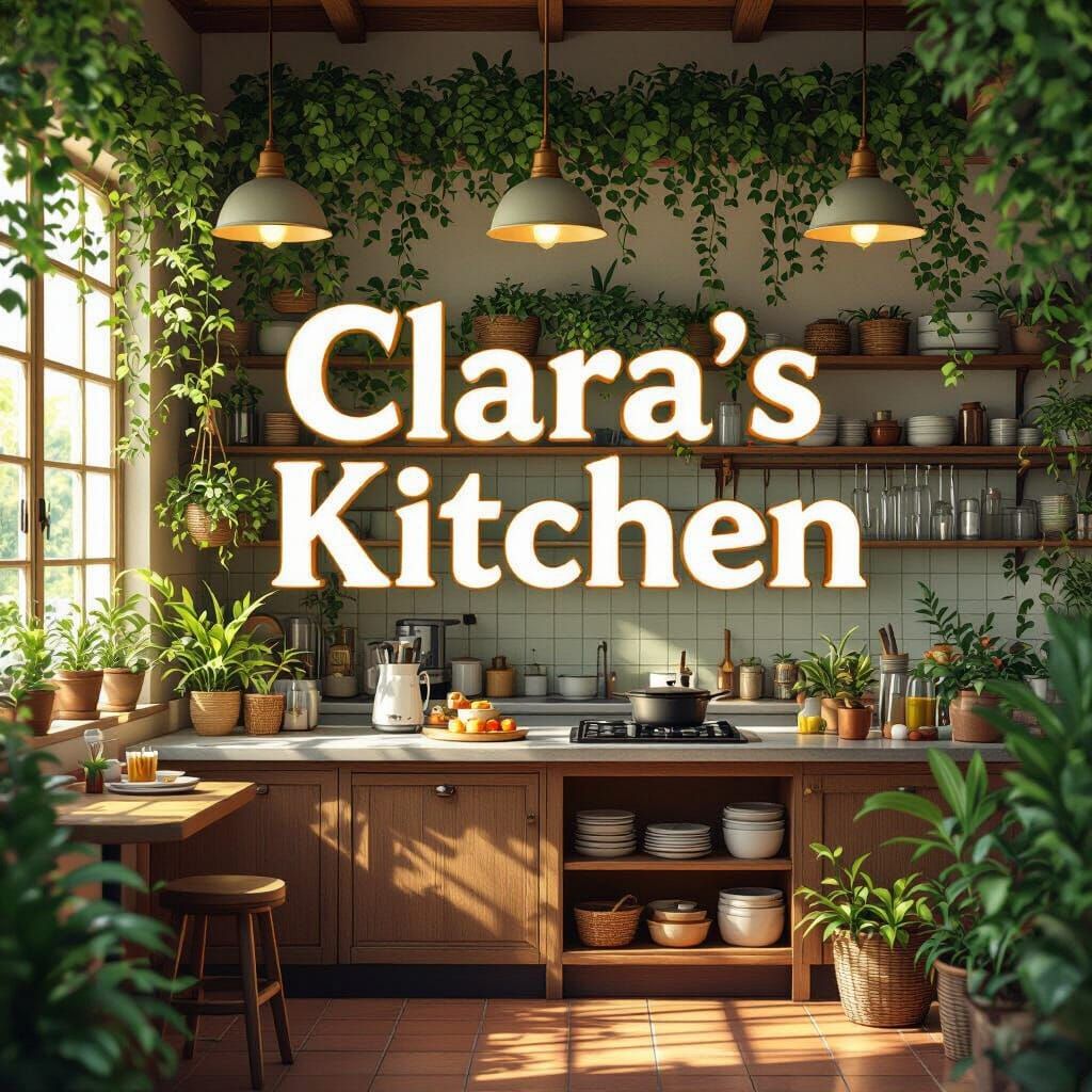 Clara's Kitchen Sign in Studio Ghibli Style