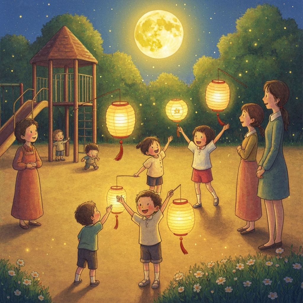 Children Celebrate Full Moon Festival With Lanterns