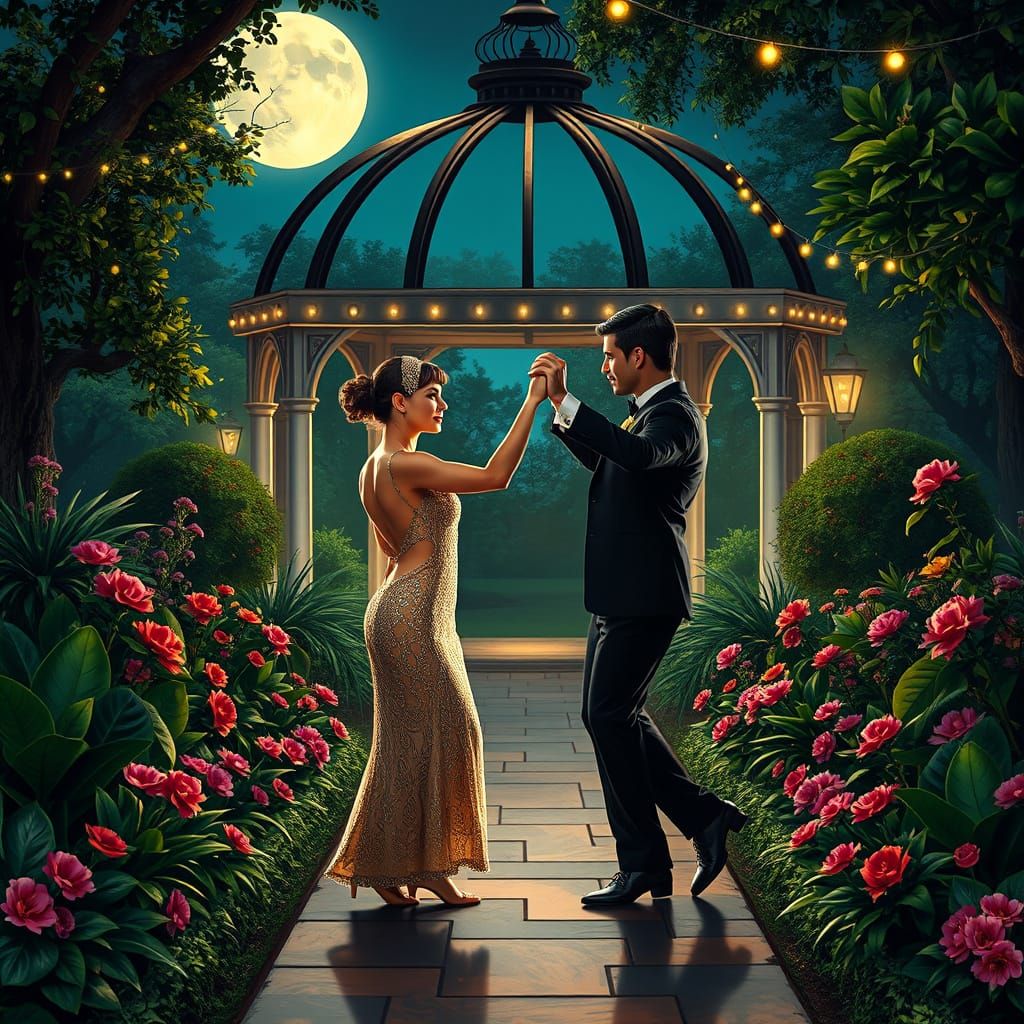 Elegant Flapper Dancers in Art Deco Garden