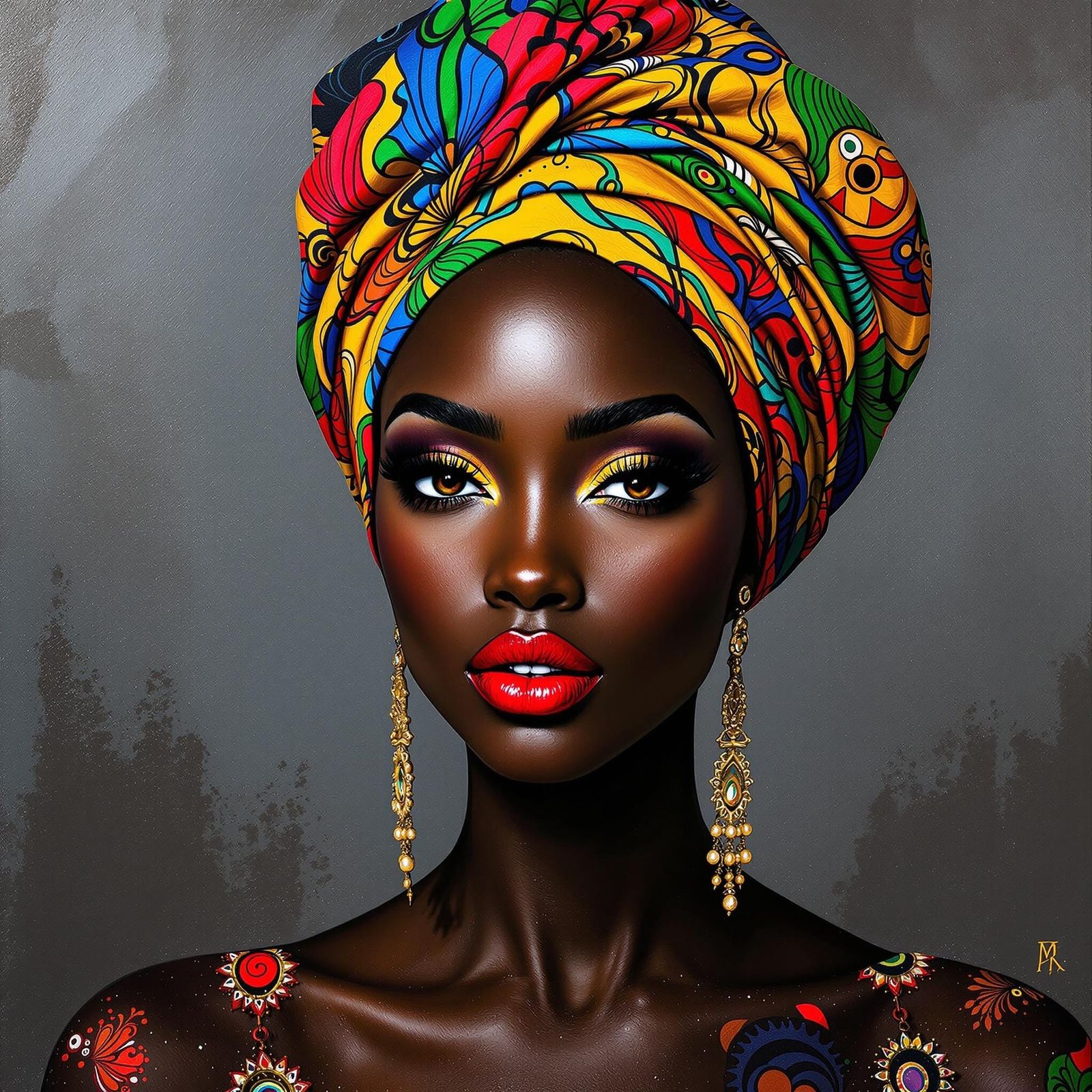 Sultry Oil Portrait in Bold Color Palette