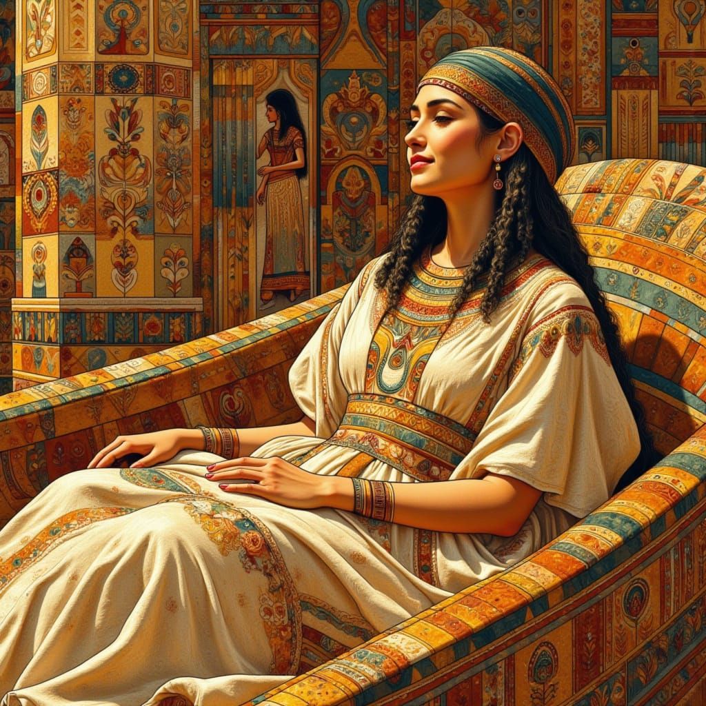 Egyptian Woman's Resurrection in Earthy Tones