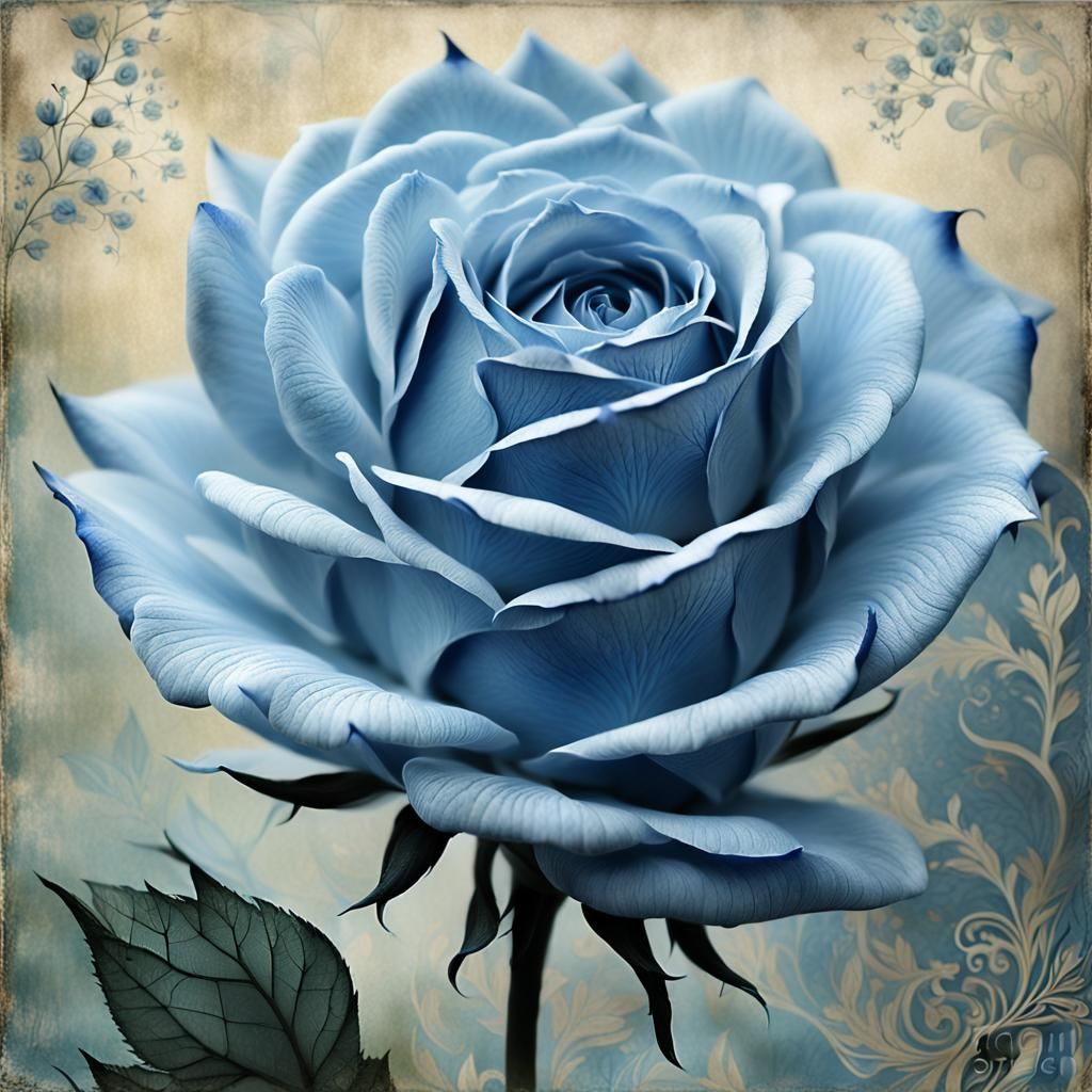 Ethereal Blue Rose Close-Up in Pastel Colors