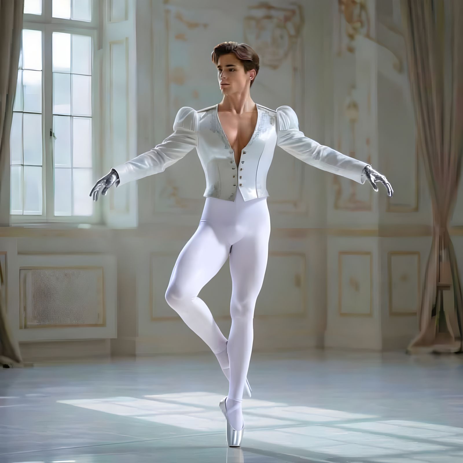 Male Ballet Prince Performing Allegro En Pointe