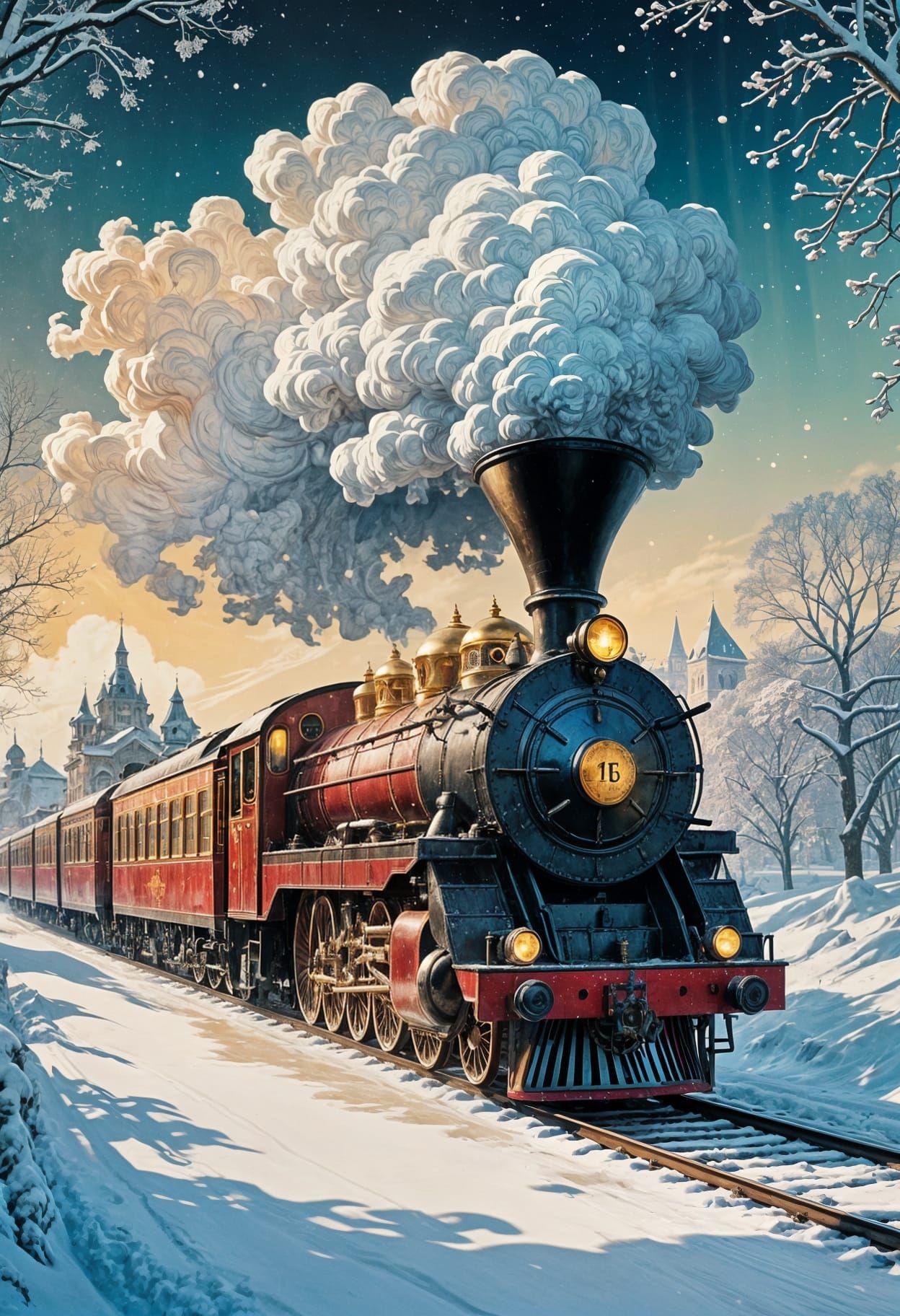 Majestic Orient Express Chugs Through Snowy Prague