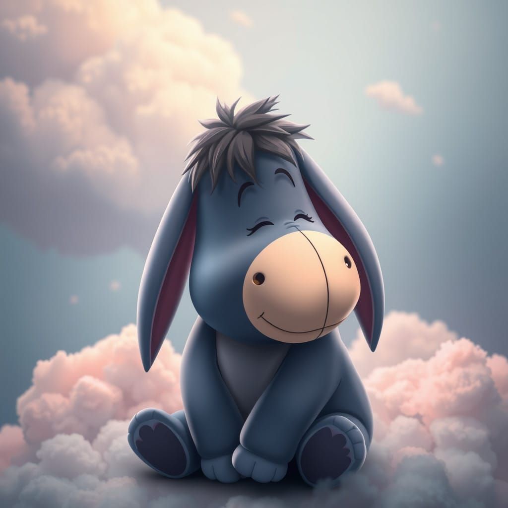 Whimsical Eeyore Contemplation in Anime Style