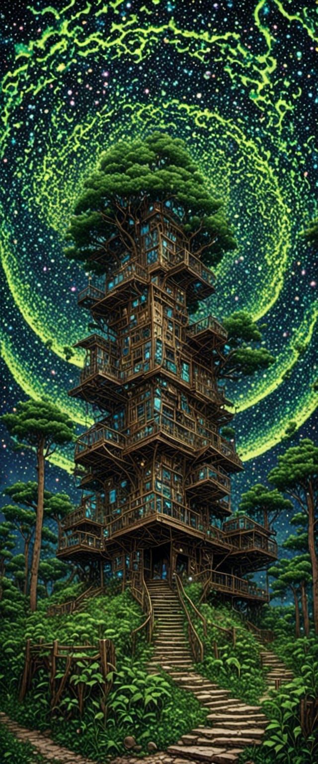 Trippy Geometric Fantasy in Purple