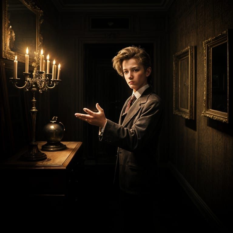 Androgynous Boy in 1980s English Mansion