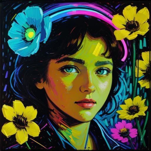 Flowers Herald Spring: Impasto Blacklight Painting