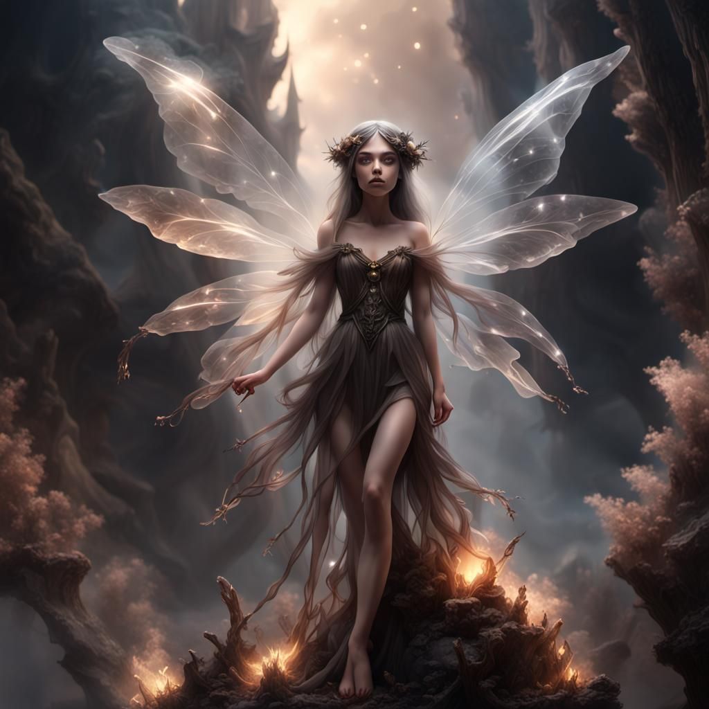 Smoky Quartz Crystal Fairy Digital Matte Painting