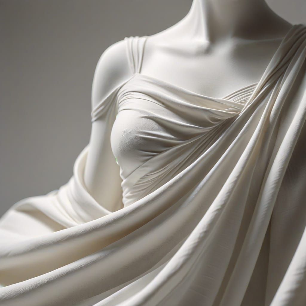 Flowing White Porcelain Fabric on Mannequin
