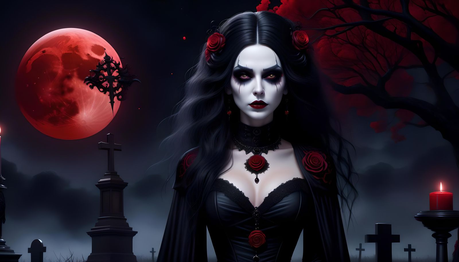 Digital Illustration of A Beautiful Gothic Model Doing A Mid...