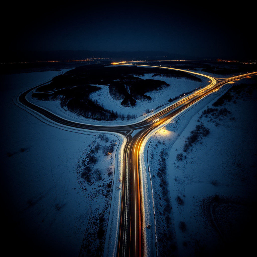 Liminal Space Highway Aerial View