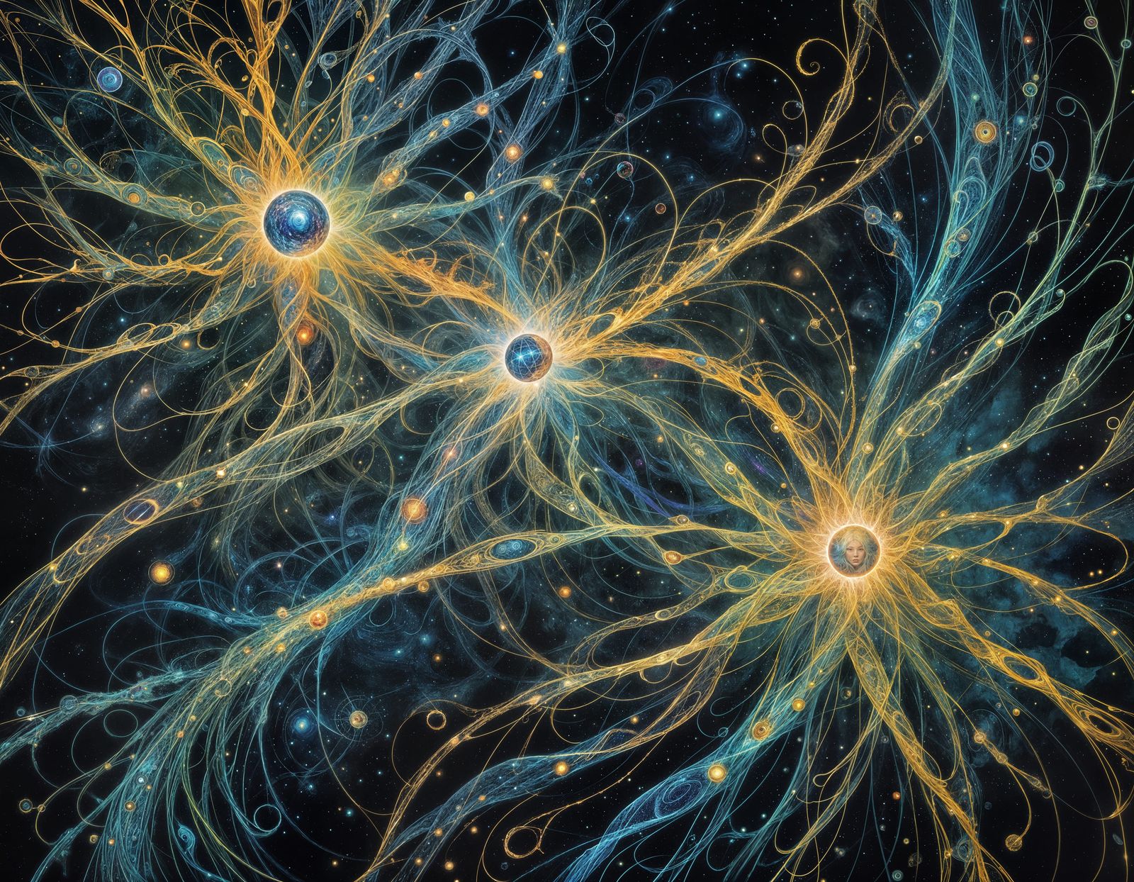 Intertwined Cosmic Energies in Dye-Transfer Style