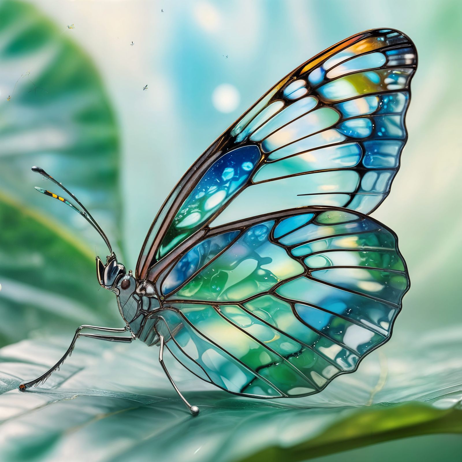 Detailed Colorful Glass Butterfly