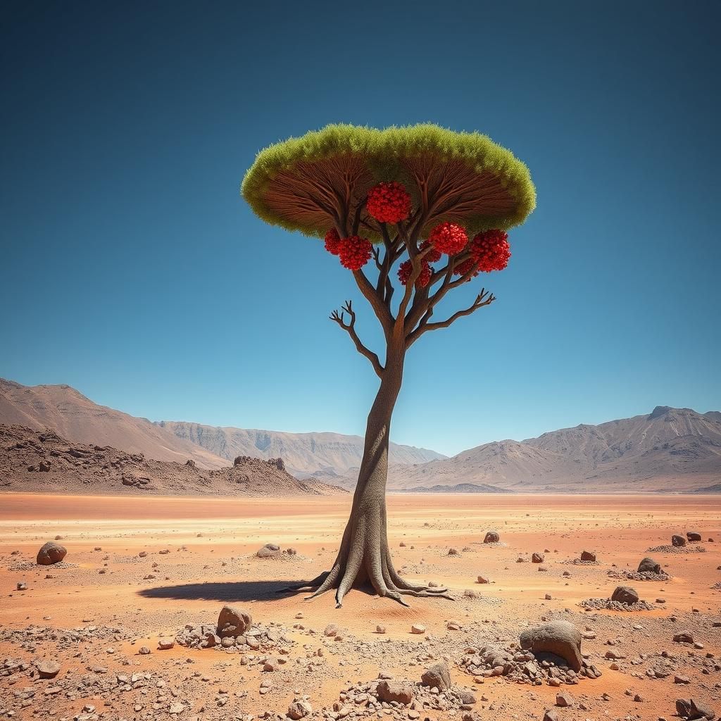 Dragon Blood Tree of Socotra in Dramatic Lighting