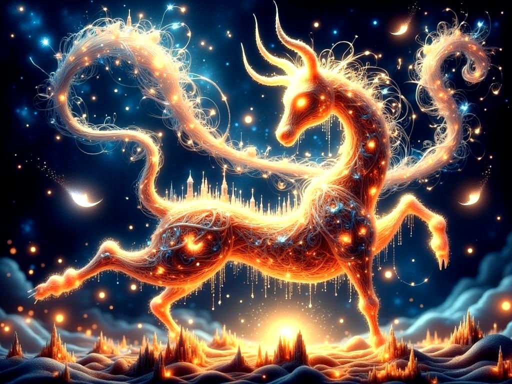 Surreal Cosmic Entity Unfolds in Vibrant Floral Patterns